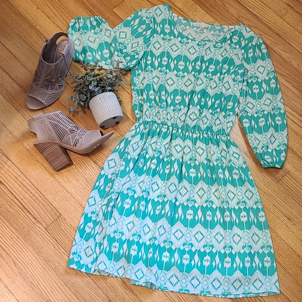 Moa Moa 3/4 sleeve tribal print‎ dress